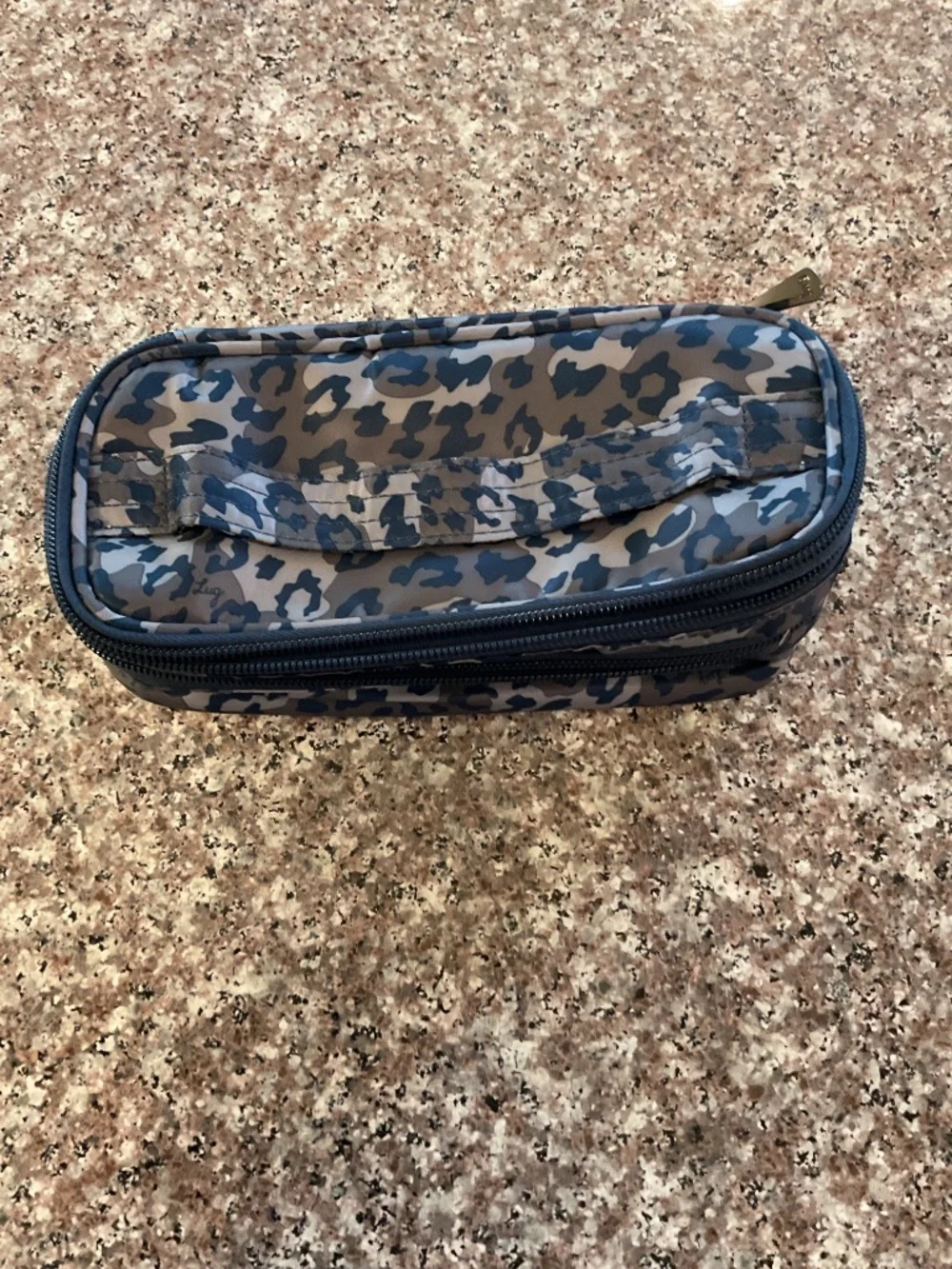 Lug Double Decker Makeup Organizer Leopard Navy